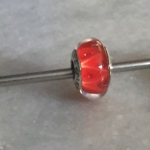 Pandora Coral Looking Glass Murano Charm
